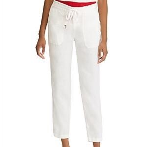 Ralph Lauren White Drawstring Linen Pants Size 14